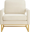 Accent Chair Modern Velvet Upholstered Leisure Chair Sofa Chair Style Accent Chair with Gold Metal Base for Living Room/Bedroom/Study/Home Office (Cream)