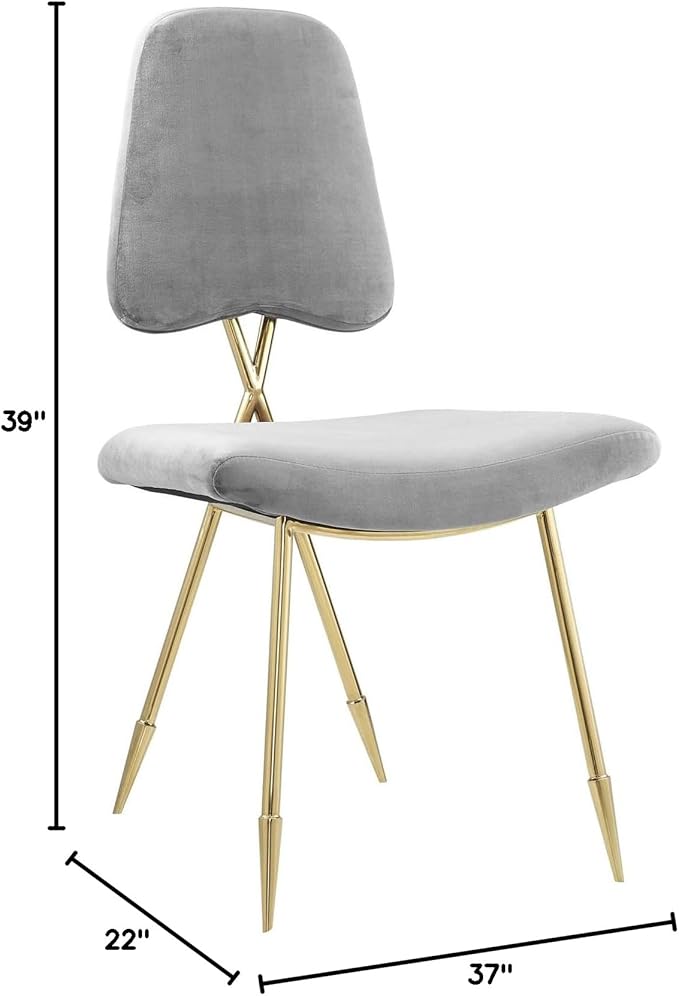 Modway Ponder Mid-Century Modern Performance Velvet Set of Two Dining Chairs in Gray