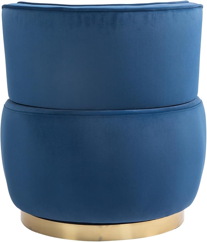 Small Barrel Chair Swivel Barrel Chair with Thicken Backrest Round Accent Chair for Living Room Bedroom Office Comfortable Velvet Fabric Soft High-Density Foam Padding (Navy Blue)