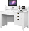 Catrimown Computer Desk with Drawers and Hutch 47 Inch Home Office Desk with File Drawers Student Girls Desks Teens Writing Table with Hutch Small Desk with Drawer for Bedroom White