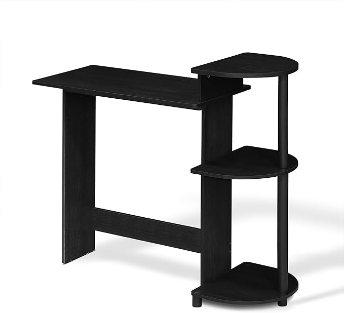Furinno COMPACT Desk 28.5 Wide Gaming Desk with Shelves Computer Desk with Book Shelf Office Desk for Home Office Study Room Dorm Bedroom Americano