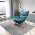 LITFAD Modern Rocking Chair Faux Leather Leisure Glider Chair Upholstered Rocking Seat Comfy Rest Reading Chair Water Resistant Nursery Chair for Living Room Bedroom Nursery-Green