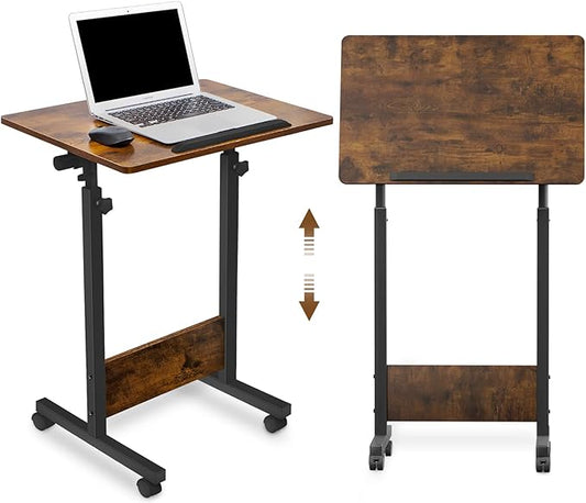 KOUPA Height Adjustable Mobile Standing Desk 16×24 in360° Flip Desk Stand Desks Home Office Table Standing for Small Space OfficesEasy to Assemble(Adjustable Height: 32in-47in)