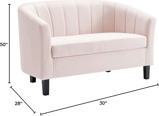 Modway Prospect Channel Tufted Performance Velvet Loveseat Pink