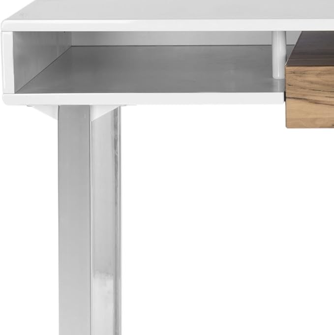 SAFAVIEH Home Collection Metropolitan White and Chrome Computer Desk