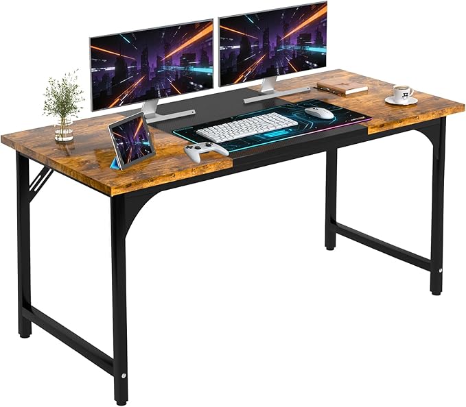 AZN 47 X 24 inch Computer Desk w/Deeper &amp Thicker Carbon Fiber Desktop Office Desk w/Sturdy Metal Frame Modern Simple Desk w/Large Legroom Study Gaming Writing Work Desk for Home Office Bedroo