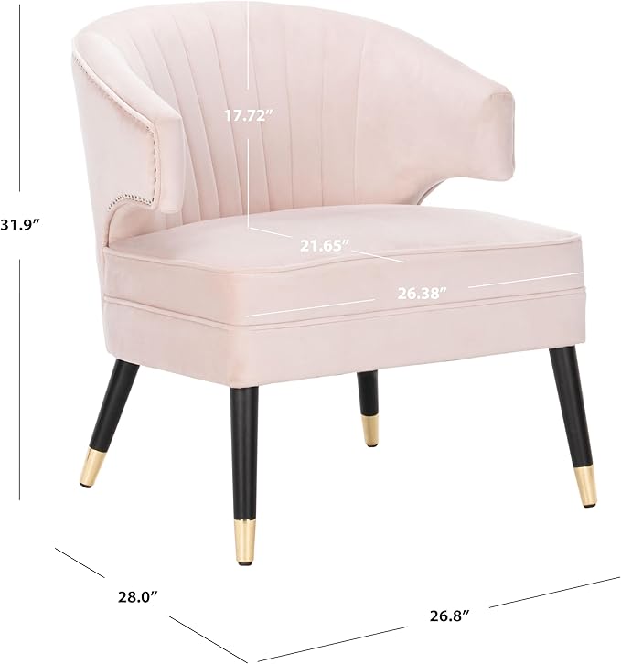 Safavieh Home Stazia Retro Glam Blush Pink and Black Wingback Accent Chair
