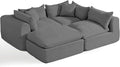 Modular Cloud Couch Sectional Boneless Sofa with Ottoman Deep Seat Fluffy Sectional Couch for Living Room &amp Bedroom No Assembly Required Grey