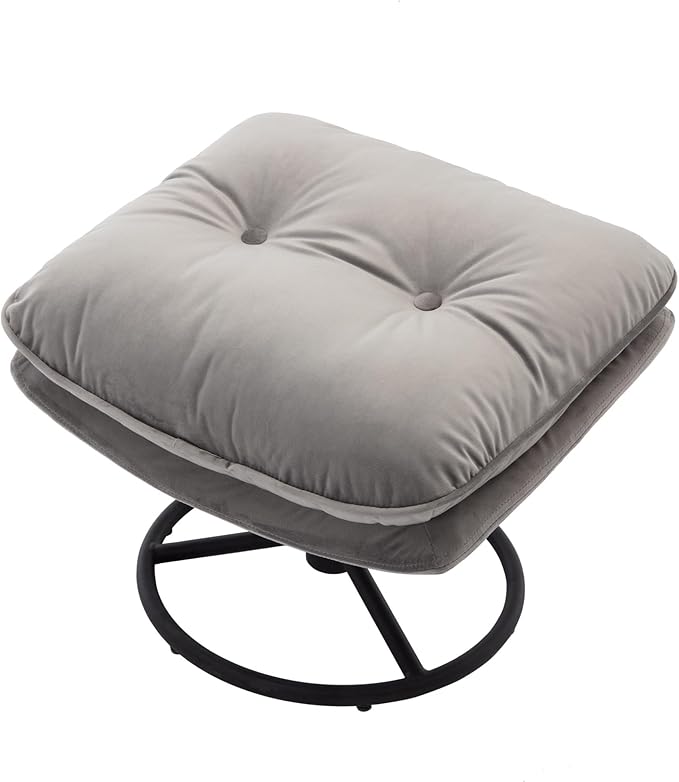 JINS&ampVICO Swivel Accent Chair Armchair with OttomanVelvet Lounge ChairComfy Living Room ChairLazy Sofa for BedroomApartmentReading RoomGray