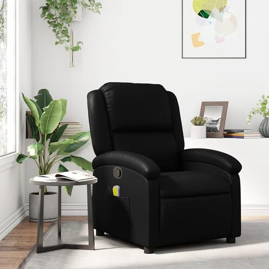 Faux Leather Massage Recliner Chair Manual Recliner Chair with Massage Single Sofa Home Theater Seating Comfy Living Room Single Sofa Chair Black Faux Leather-28