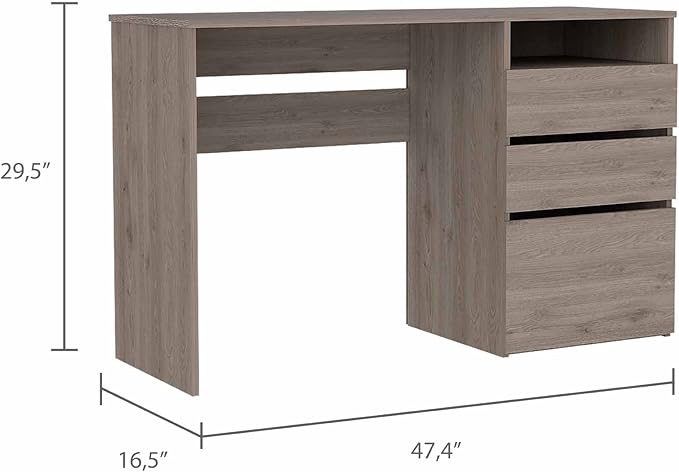 3-Drawer 1-Shelf Computer Desk with Spacious Drawers Home Study Desk for Home Office Living Room Light Grey