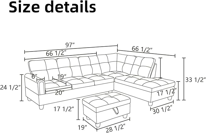 FONTOI L Shaped Sectional Couches for Living Room Modern Modular Sectional Sofa with Ottoman Storage Comfy L Shaped Couch with Chaise for Bedroom Apartment Furniture Green