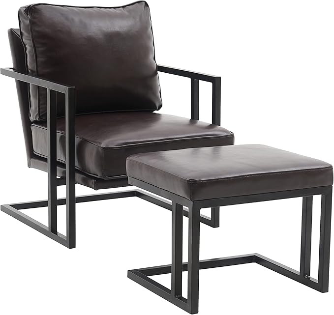 Recliner Sofa Chair PU Leather Living Room Chair Modern Style Soft and Comfortable Lounge Chair with Stool
