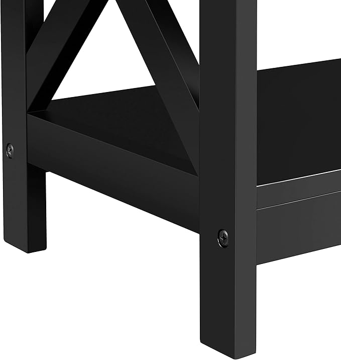Yaheetech TV Stand with Power Outlet Entertainment Center for TV up to 45 inch Wood Open Storage Shelf Media Console Table for Living Room Bedroom Black