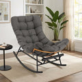GAOMON Papasan Rocking Chair with Foot Rest Papasan Chair with Thick Removable Cushion and Metal Frame Lounge Chairs and PE Rattan Rocker for Patio Garden Lawn Living Room and Relaxation Space