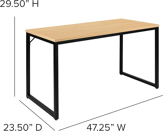 Flash Furniture Tiverton Industrial Modern Desk - Commercial Grade Office Computer Desk and Home Office Desk - 47 Long (Maple/Black)