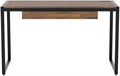 HOMES: Inside + Out Siggers Industrial 1-Drawer Metal USB Port 51 in. Desk for Study Room Home Office Living Room Sand Black and Natural Brown