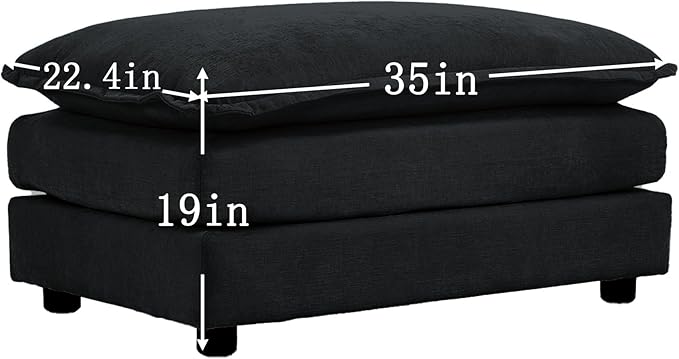 Black Chenille Accent Chair with Ottoman Comfy Armchair Reading Chair for Living Room Bedroom Modern Home Office Seating