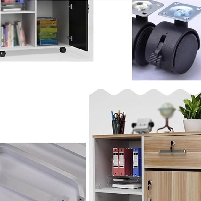 Mobile Locking File Cabinet Office Storage Cabinets for Documents Printer Data Secure Space Saving Filing(A)