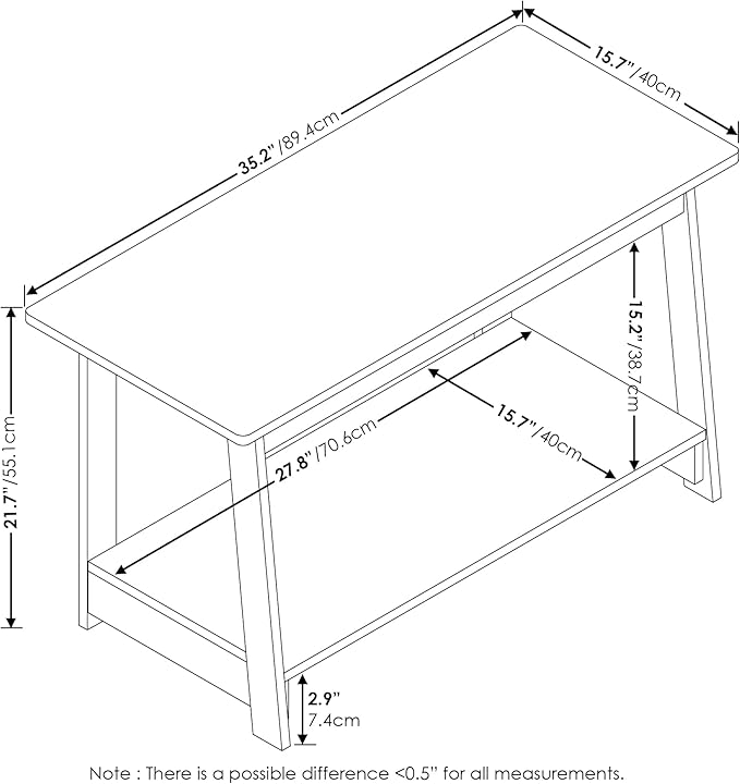 Furinno BEGINNING TV Stand 2-Tier Entertainment Center with Open Shelf TV Console for TV up to 36 Inch for Living Room Bedroom French Oak