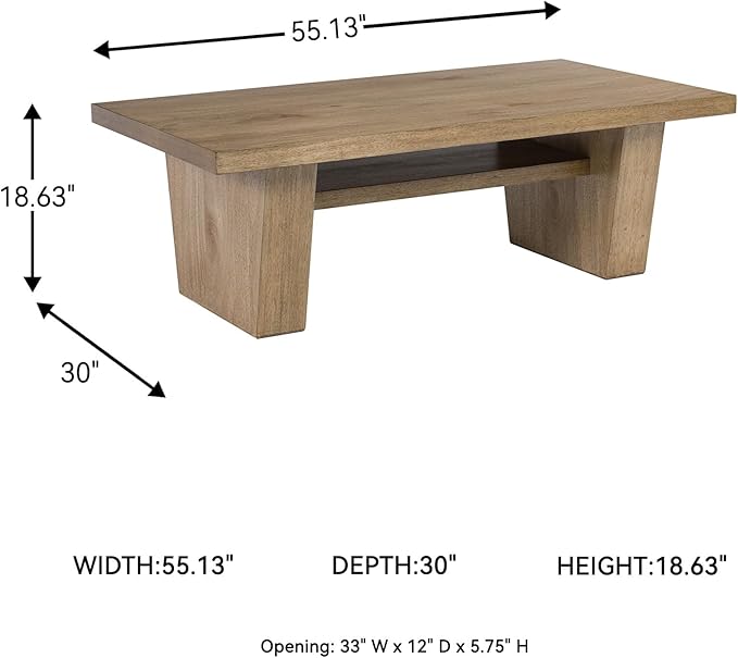 Signature Design by Ashley Kristiland Classic Cocktail Table with 1 Lower Shelf Light Brown