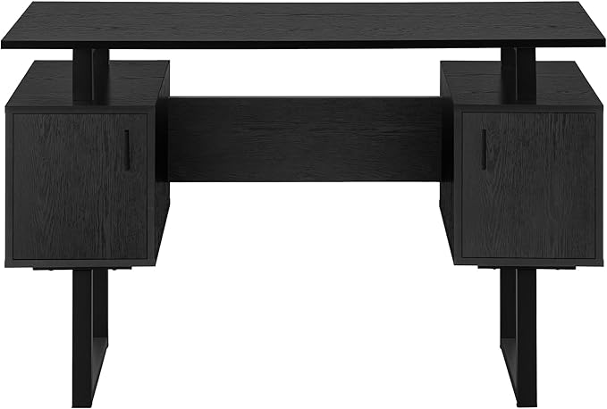 Computer Desk Home Office Laptop Storage 48 l Work Black Laminate Black Metal Contemporary Modern