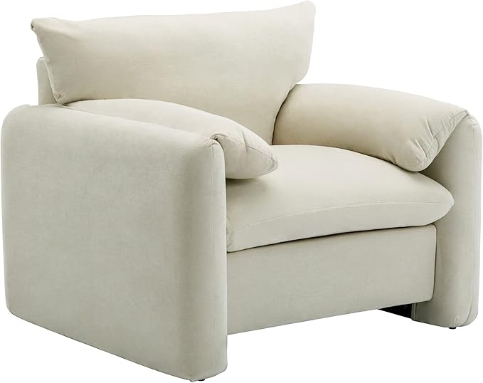 Modern Style Chenille Oversized Armchair Accent Chair Single Sofa Lounge Chair 38.6'' W for Living Room BedroomCream