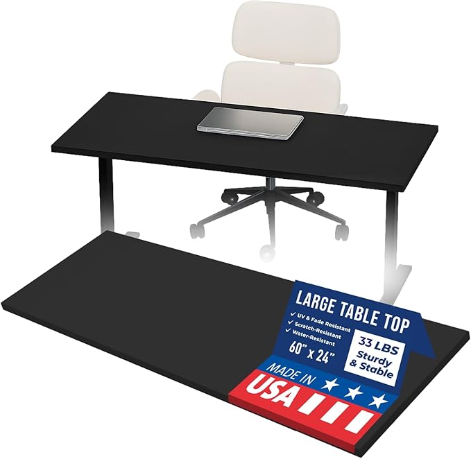 OfficeSimpli 60 x 24 Inch Desk Top Made in USA Replacement Table Top for Sit-to-Stand Adjustable Desk Frame Countertop Workbench for Classroom Home and Office (Desk Top only) - Black