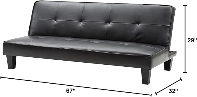 Glory Furniture Alan Faux Leather Sleeper Sofa in Black