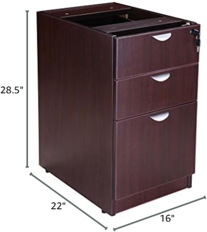 Mocha Deluxe Full Pedestal Box File Configuration Thermal Fused Melamine Construction with 3mm PVC Edge Banding Scratch Resistant Finish Full Extension Ball Bearing Slides Contemporary Design