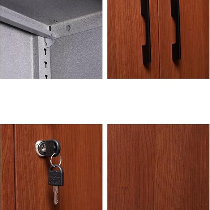 File Cabinets 0.8MM Steel File Cabinet Office Data with Lock Storage Short Imitation Wood Grain Bookcase File Storage Cabinets(Medium)