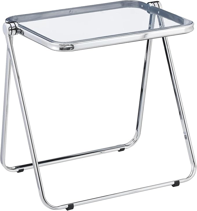 KAIHAOWIN Folding TV Tray Table Acrylic Foldable Table No Assembly Required Tiny Desk for Home Office Side Table Small Computer Desk for Small Spaces (Clear)