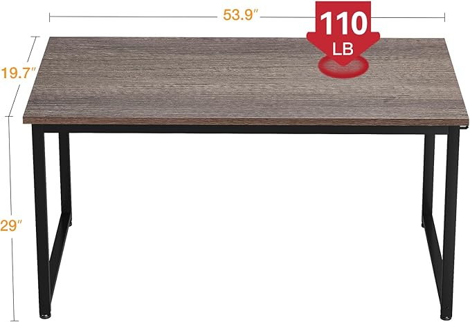 Casaottima 54 Inch Computer Desk for Home Office Study Writing Table for Small Spaces Simple Modern Desk with Headphone Hooks Grey Oak