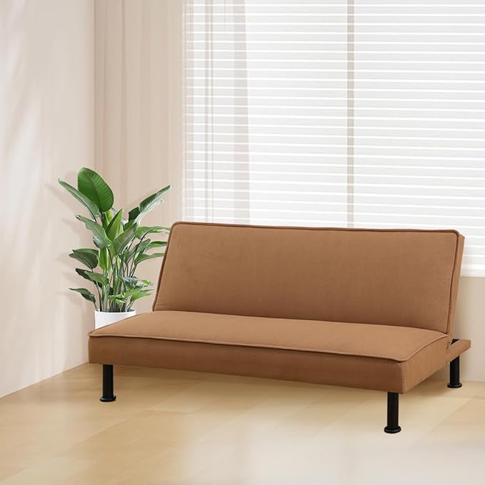 Convertible Futon Sofa Bed Modern Sleeper Couch Sofabed Reversible Recliner Sofa with 3 Adjustable Positions for Living Room Studio Apartment Office Small Space 64 x 33 x 32in.