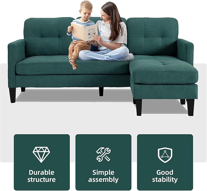 L Shaped Couch Convertible Sleeper Sofa Bed with Reversible Chaise Sectional Lounge Sectional Boneless Couch for Apartment Small Couches for Small Spaces