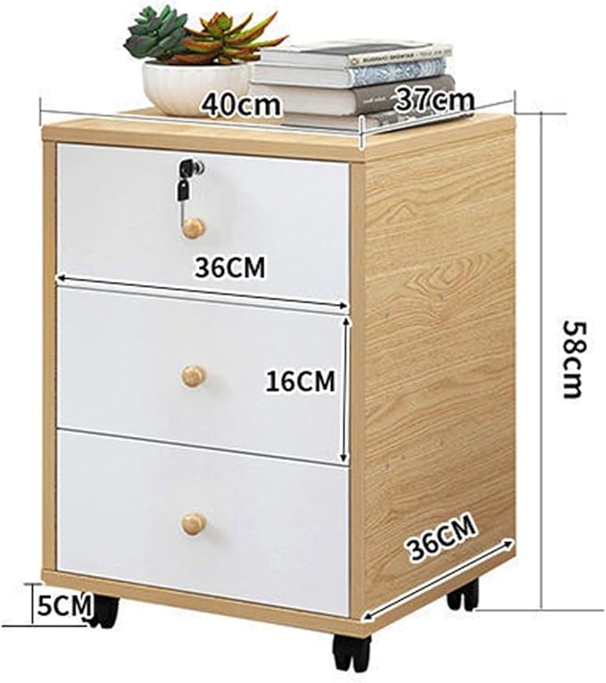 Portable Filing CabinetWood Under Desk Storage Drawers 3 Drawer File Cabinet for Home Office Rolling Printer Stand with Wheels