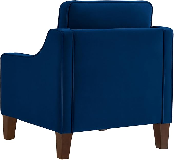 Generic Modern Armchair Living Room Single Seat Sofa Chair with Wooden Legs Upholstered Velvet Accent Chair for Living Room BedroomTaupe (Navy)