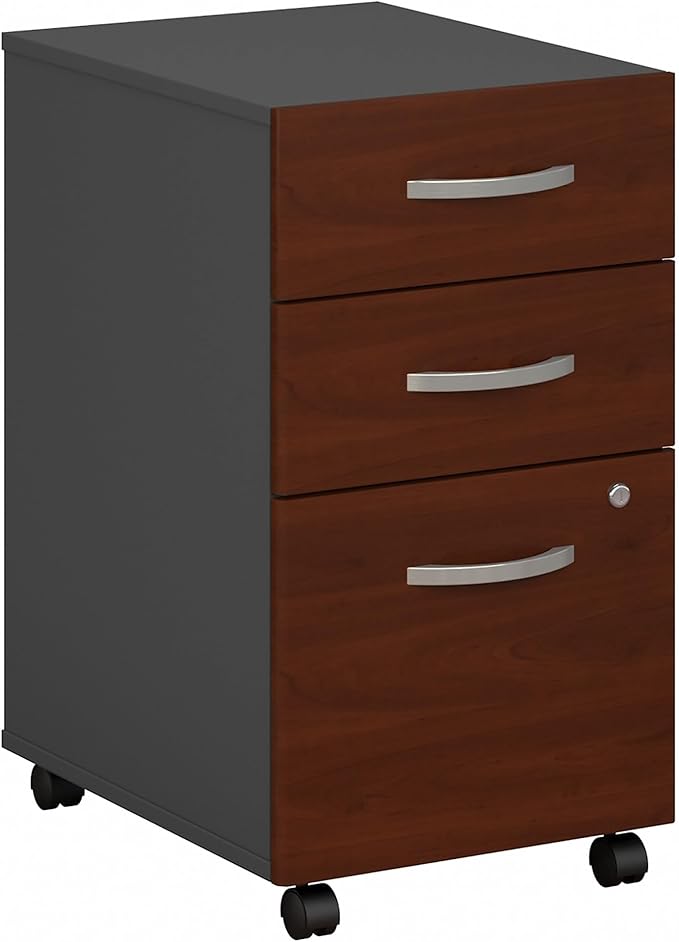 Bush Business Furniture Series C 3 Drawer Rolling File Cabinet in Hansen Cherry Fully Assembled Under Desk Storage with Wheels for Home and Professional Office