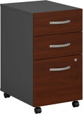 Bush Business Furniture Series C 3 Drawer Rolling File Cabinet in Hansen Cherry Fully Assembled Under Desk Storage with Wheels for Home and Professional Office