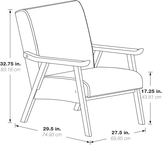 OSP Home Furnishings Weldon Mid-Century Modern Armchair Linen Fabric with Black Finished Frame
