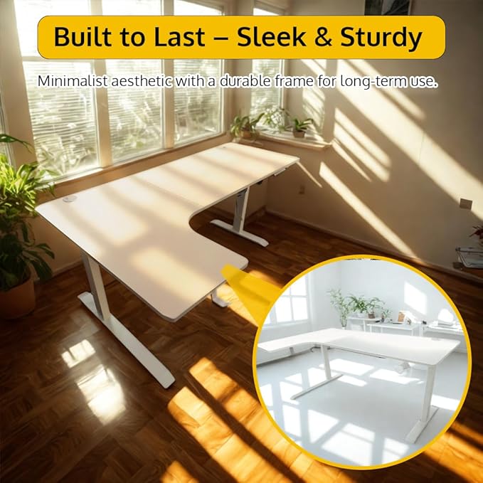 Standing Desk - 63 x 24 Inch L Shaped Electric Height Adjustable Desk - Ergonomic Left Corner Work Station Setup for Home Office Gaming Sit Stand Large L Shaped Wooden Table for PC Computer Laptop