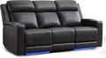 Power Reclining Sofa with Adjustable Headrest/LED Light Electric Reclining Couch with Dual Ports Storage Outlet Power Loveseat Recliner Sofa for Living RoomApartment (Dark Grey 3 Seater)