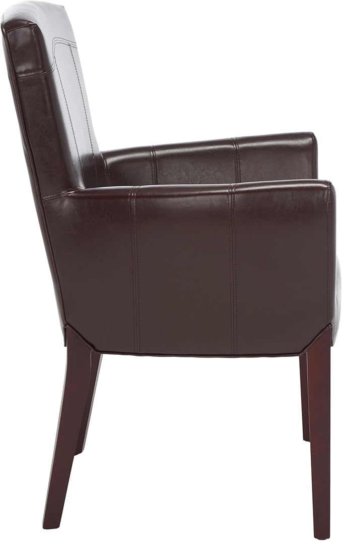 Safavieh Hudson Collection Greenwich Bicast Leather Arm Chairs Brown