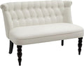 HOMCOM Upholstered Armless Fabric Loveseat with Button Tufted Design for Living Room with Wood Legs Cream White