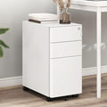 YITAHOME 3-Drawer File Cabinet Lockable Mobile Filing Cabinet for A4/Letter/Legal Size Folder Vertical File Cabinet for Home Office Installed Except Casters White