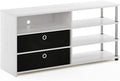 Furinno Jaya Simple Design Stand for TV up to 55-Inch with Bins White Oak/Chrome/Black