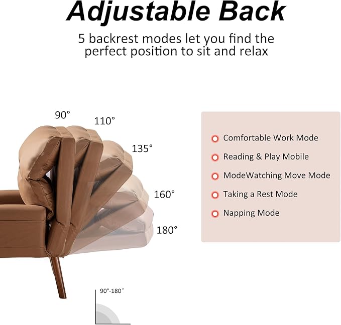 INZOY Accent Chairs with Ottoman Velvet Fabric Armchair with Ottoman for Bedroom Living Room Mid Century Modern Chair with Adjustable Backrest and Side Pockets Camel