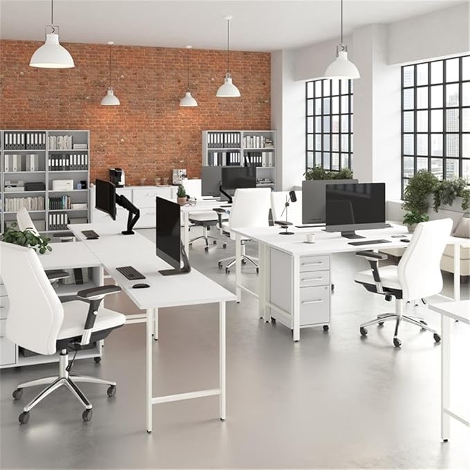 Bush Business Furniture Hustle 72W x 30D L Shaped Computer Desk with Metal Legs in White Modular Corner Table for Home and Professional Office