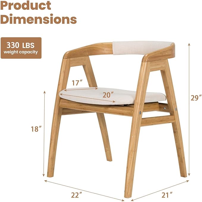 Giantex Accent Chair for Living Room Bamboo Painted Surface Upholstered Comfy Reading Chair with Anti-Slip Foot Pads Curved Backrest Arm Lounge Chair for Bedroom Waiting Room Office Natural