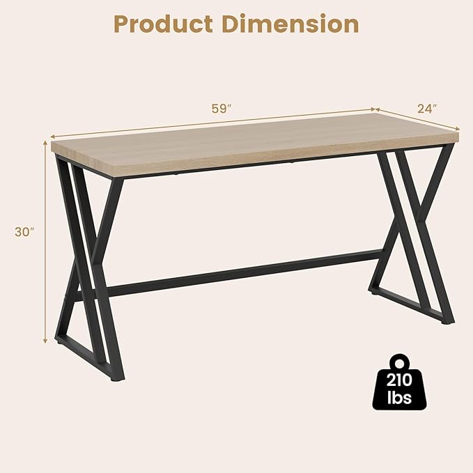 Giantex 5 FT Conference Table for 4-6 People Modern 48 D x 59 W Large Meeting Table with Z-Shaped Metal Leg Rectangle Conference Room Table for Office Boardroom Grey Oak